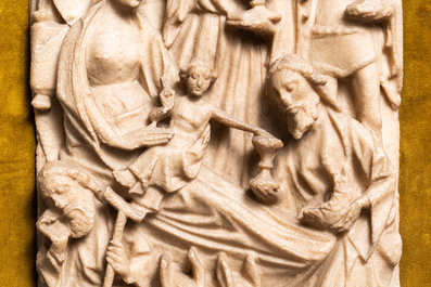 Un relief en alb&acirc;tre sculpt&eacute; repr&eacute;sentant 'L'adoration des mages', Nottingham, Angleterre, 15&egrave;me