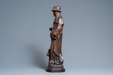 An oak figure of Saint Jerome, 16th C.