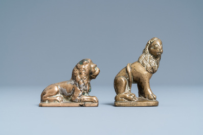 Two small bronze models of lions, 16th C.