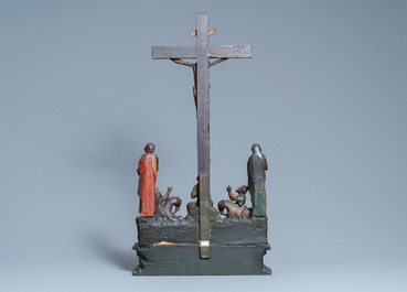 A polychromed wooden crucifixion group, Northern Italy, 16th C.
