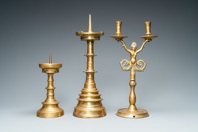Drie bronzen kandelaars, Vlaanderen en Duitsland, 16e eeuw
