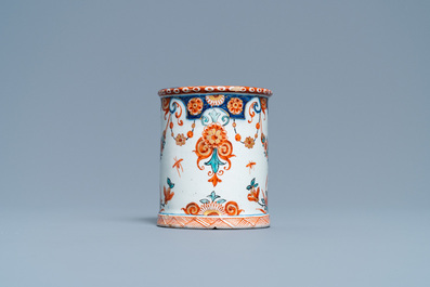 A polychrome Dutch Delft dor&eacute; jam pot, 18th C.