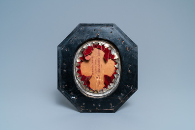 An octagonal ebony veneer frame with silver ornaments, Italy, 17th C.