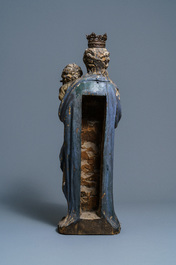A large polychromed oak figure of a Madonna with child, 17th C.