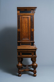 An oak and ebony two-door cabinet, The Low Countries, 17th C.