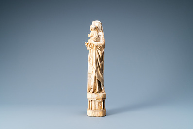 An ivory figure of a Madonna with child, probably France, 15/16th C.