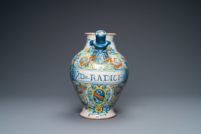 A large Italian maiolica armorial wet drug jar, Deruta, dated 1569