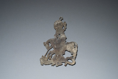 A pewter pilgrim's badge depicting Saint George fighting the dragon, The Netherlands, 14th C.