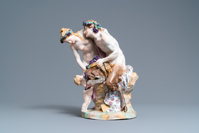 Un grand groupe en porcelaine dans le style de Meissen repr&eacute;sentant Bacchus, fin du 19&egrave;me