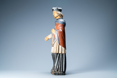 A polychromed wooden figure of Saint John of Nepomuk, probably Germany, 17/18th C.