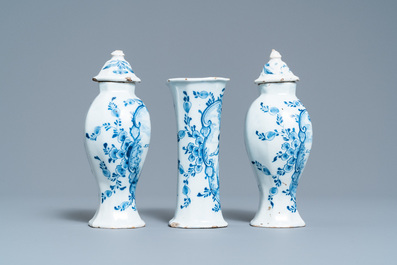 A varied collection of Dutch Delft blue and white and polychrome pottery, 18th C.