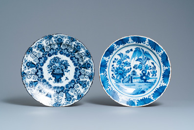 A varied collection of Dutch Delft blue and white and polychrome pottery, 18th C.