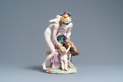 A large 'Bacchus' group, Meissen-style porcelain, late 19th C.
