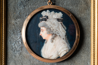 Pierre Louis Bouvier (1765-1836): portrait miniature sur ivoire dans son cadre en or, dat&eacute; 1788
