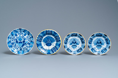 A varied collection of Dutch Delft blue and white and polychrome pottery, 18th C.