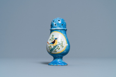 A polychrome Brussels faience caster, late 18th C.