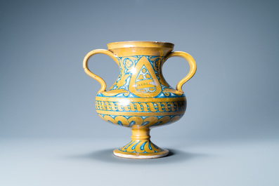 A two-handled gold-luster 'Maria' baluster vase, Deruta, Italy, 1st half 16th C.