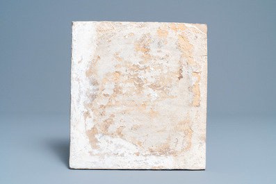 Deux carreaux de po&ecirc;le en fa&iuml;ence de Nuremberg en bleu et blanc aux sujets bibliques, Allemagne, 18&egrave;me