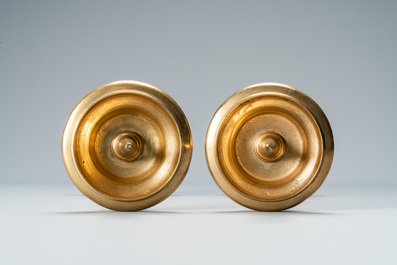 A pair of brass alloy candlesticks, Italy, 17th C.