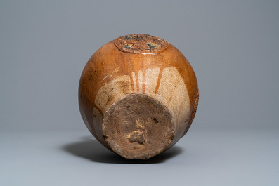 A German cobalt-splashed stoneware bellarmine jug, Frechen, 17th C.