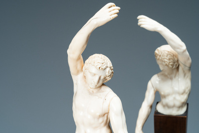 A pair of ivory busts of males, Northern Germany or Italy, 17th C.