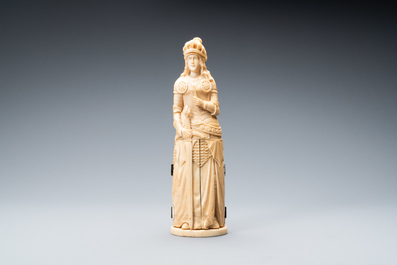 An ivory triptych figure depicting Joan of Arc, Dieppe, France, 19th C.
