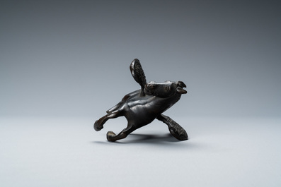 Un mod&egrave;le de P&eacute;gase en bronze patin&eacute; noir, Italie, 16&egrave;me
