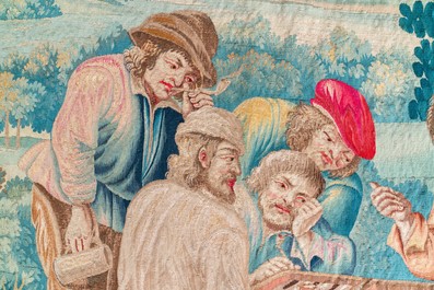 Une tapisserie murale en laine et soie d'apr&egrave;s David Teniers, atelier de Guillaume Werniers, Lille, France, 17/18&egrave;me