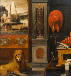 Flemish school, follower of Joos van Cleve (ca. 1485-1540), oil on panel, 16/17th C.: Hieronymus in his study
