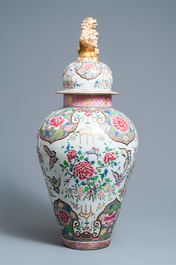 A large famille rose-style vase and cover, Samson, France, 19th C.