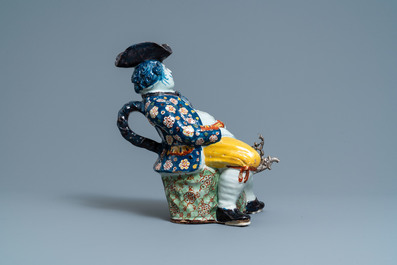 A large polychrome Dutch Delft 'Bobbejak' table fountain, 18th C.