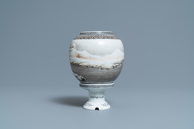 A Chinese eggshell porcelain lantern with a winter landscape, Republic