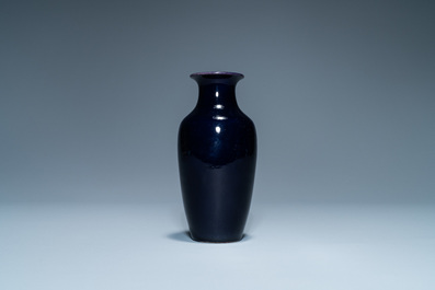 A Chinese monochrome aubergine-glazed vase, Kangxi