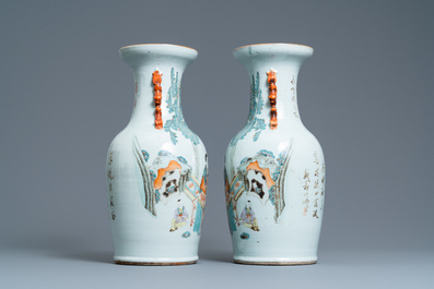 A pair of Chinese qianjiang cai vases, 19/20th C.