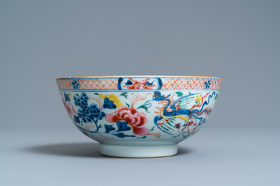 A Chinese famille rose 'phoenixes' bowl, Qianlong