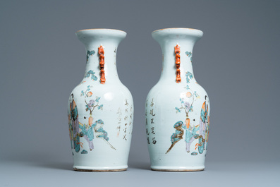 A pair of Chinese qianjiang cai vases, 19/20th C.