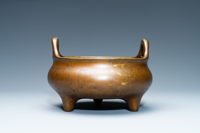 A Chinese bronze tripod censer, Xuande mark, 18th C.