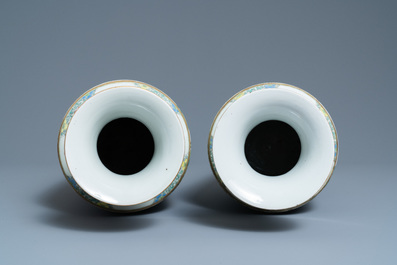 A pair of Chinese famille rose vases, Republic