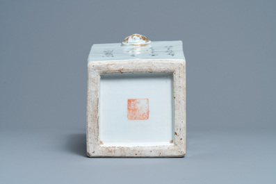 A square Chinese qianjiang cai vase, signed Ma Qingyun, 19/20th C.