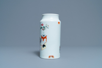 A Chinese famille rose vase with ladies in an interior, Republic