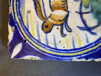 Neuf carreaux aux m&eacute;daillons en majolique polychrome, Anvers ou Middelbourg, 2&egrave;me moiti&eacute; du 16&egrave;me