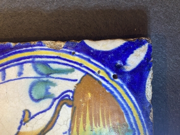 Neuf carreaux aux m&eacute;daillons en majolique polychrome, Anvers ou Middelbourg, 2&egrave;me moiti&eacute; du 16&egrave;me