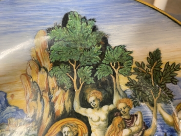 An Italian maiolica mythological subject 'The transformation of the Maenads' dish from the Lanciarini service, Urbino, 16th C.