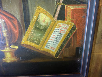Ecole flamande, suiveur de Joos van Cleve (ca. 1485-1540), huile sur panneau, 16/17&egrave;me: Saint J&eacute;r&ocirc;me dans son &eacute;tude
