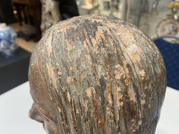 Ecole italienne, entourage ou suiveur d'Agnolo di Polo de&rsquo; Vetri (1470 - 1528), buste en terre cuite, 16&egrave;me: Le jeune Christ ou Cristo Giovinetto