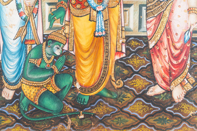 Thanjavur school, South India, pigment and gold leaf on paper: 'Vishnu', 19th C.