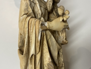 An ivory figure of a Madonna with child, probably France, 15/16th C.