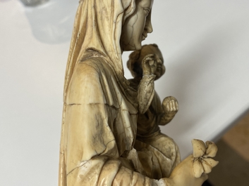 An ivory figure of a Madonna with child, probably France, 15/16th C.