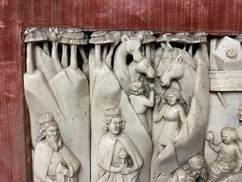 Four reticulated bone 'Adoration of the Magi' panels, Embriachi workshop, Italy, 15th C.