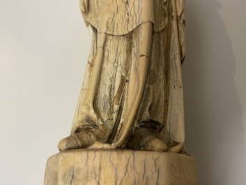 An ivory figure of a Madonna with child, probably France, 15/16th C.